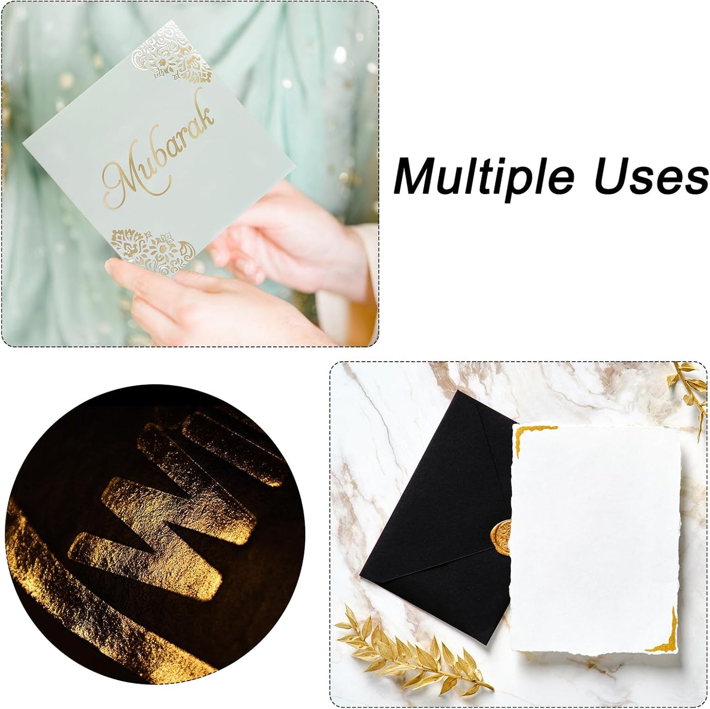 MECCANIXITY 50 Pack Toner Reactive Foil ,Deco Foil Transfer Sheets 8.5"x11" A4 Hot Foil Paper for Laser Printer Scrapbooking Heat Transfer DIY Craft,Laser Gold