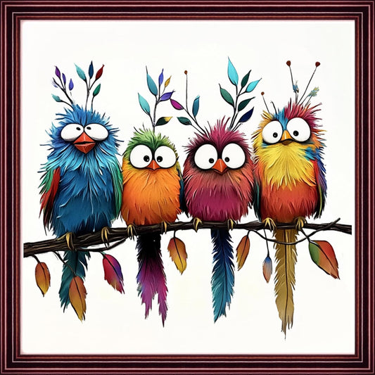 Redxing Stamped Cross Stitch Kits Full Range of Embroidery Starter Kits- Needlepoint Counted Cross Stitch Kits for Beginner Adults 11CT Printed Embroidery Kit-Colorful Birds Tree Branches 18x18 inch