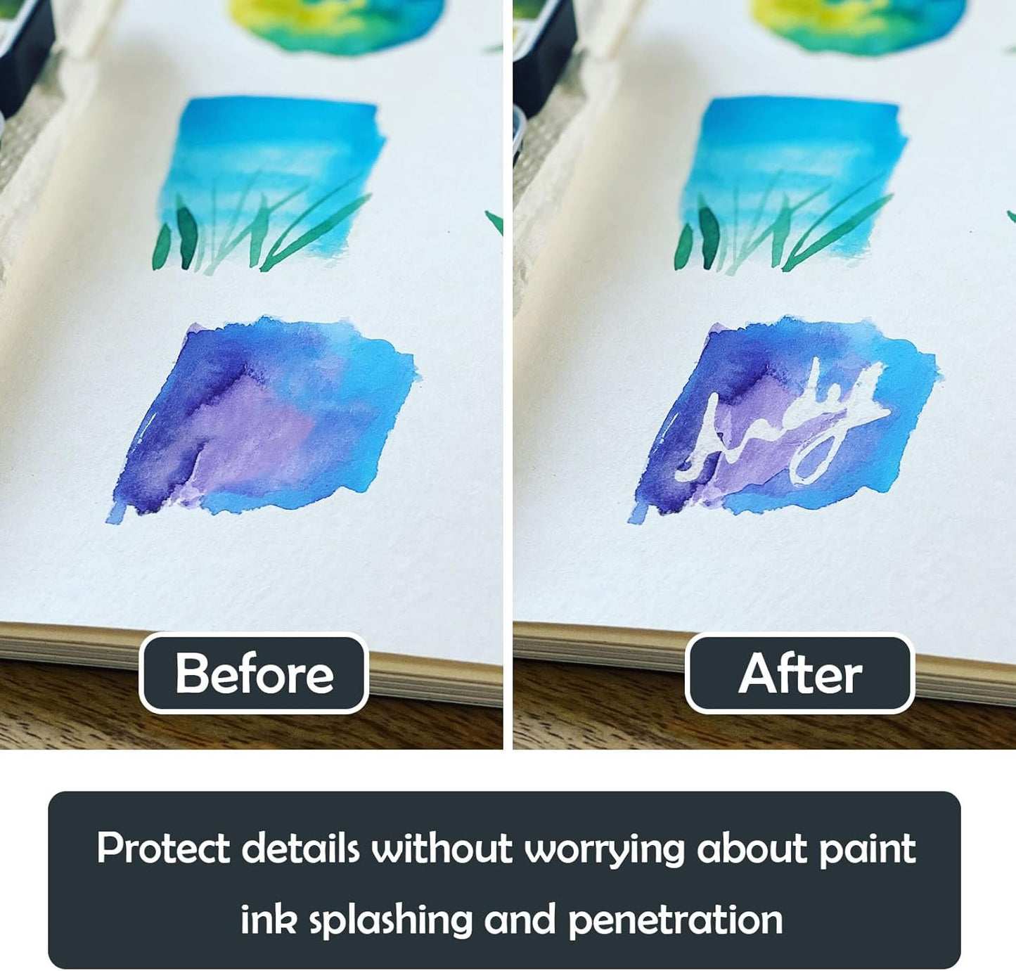 Blue Masking Fluid for Watercolor Painting 60ml, Resistant Ink and Pouring Paint, Watercolor Masking Fluid Keeps Areas Colorless and Edges Sharp