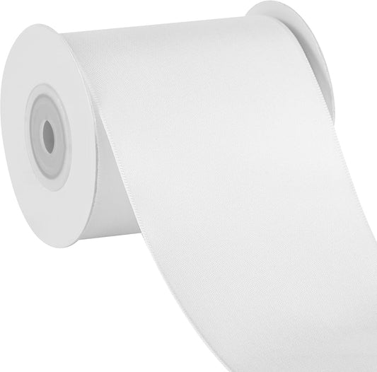 LIUYAXI White Double Face Satin Ribbon,3" X Continuous 10 Yards,Ribbons Perfect for Chair Sash Wedding Bouquet Sewing Party Decoration Bows Making
