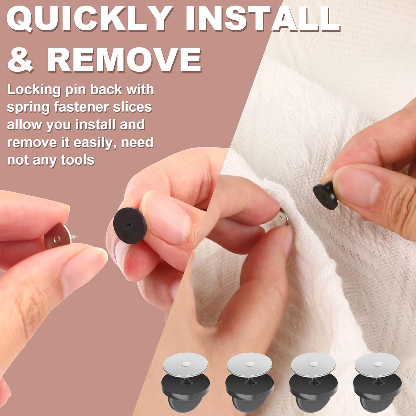 JANYUN 120 Pairs Rubber Blank Pin Backs Butterfly Clutch Backings Holder Tie Tacks Keepers Replacement with 9mm Length 10mm Width Lapel Enamel Pins for Craft Making