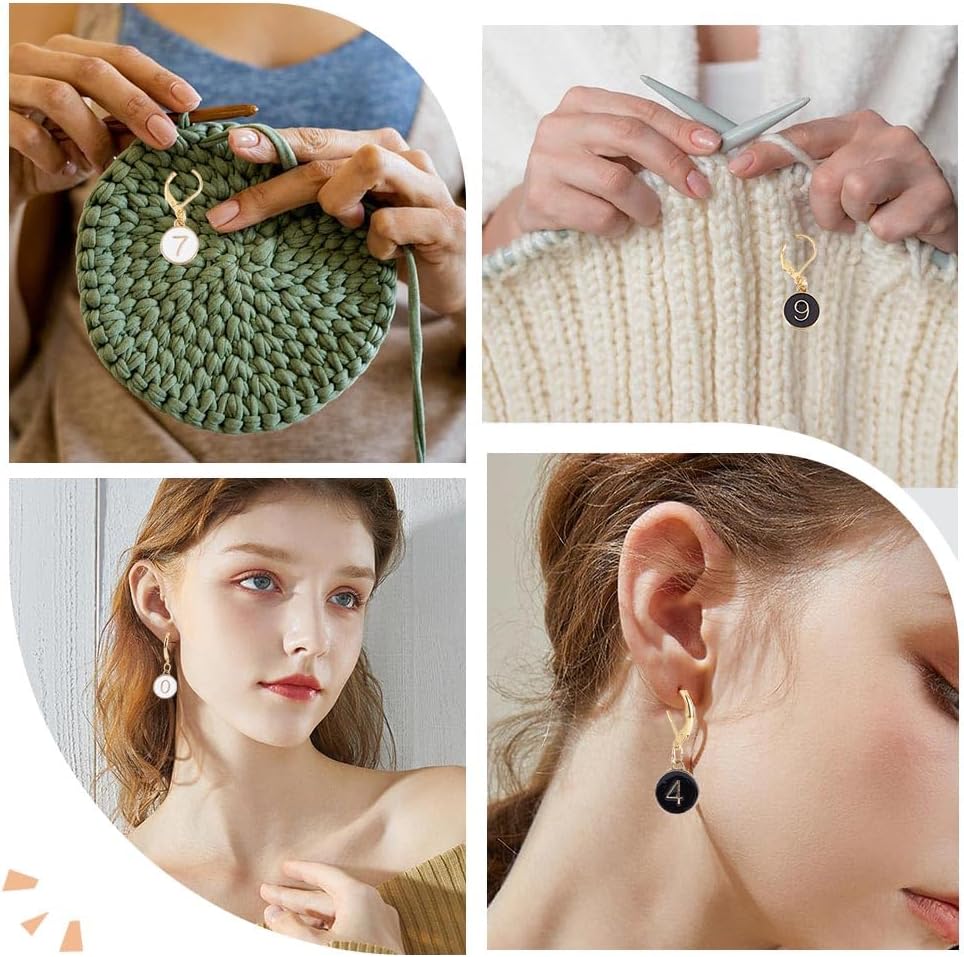 SUNNYCLUE 1 Box 20Pcs Number 1~9 Stitch Markers Charms Crochet Enamel Cute Removable Clip on Leverback Clasp Charm Locking Metal Knitting Markers for Weaving Sewing Knit Quilting DIY Zipper Pull