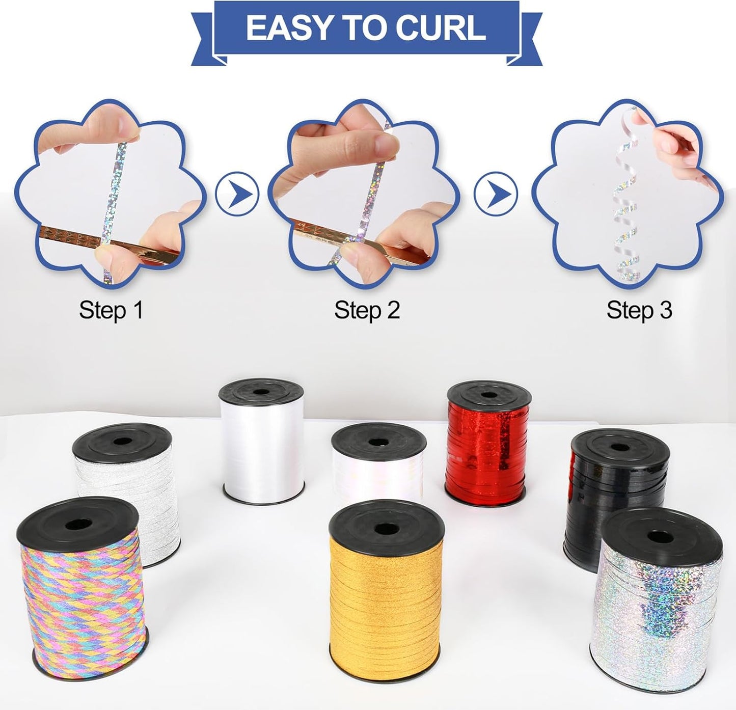 500 Yard Silver Curling Ribbon, 3/16" Christmas Shiny Curly Ribbons for Gift Wrapping, Balloon String Ribbon for Balloons, Gift Wrap Bows Ribbons for Graduations Anniversary Festival Party Decorations