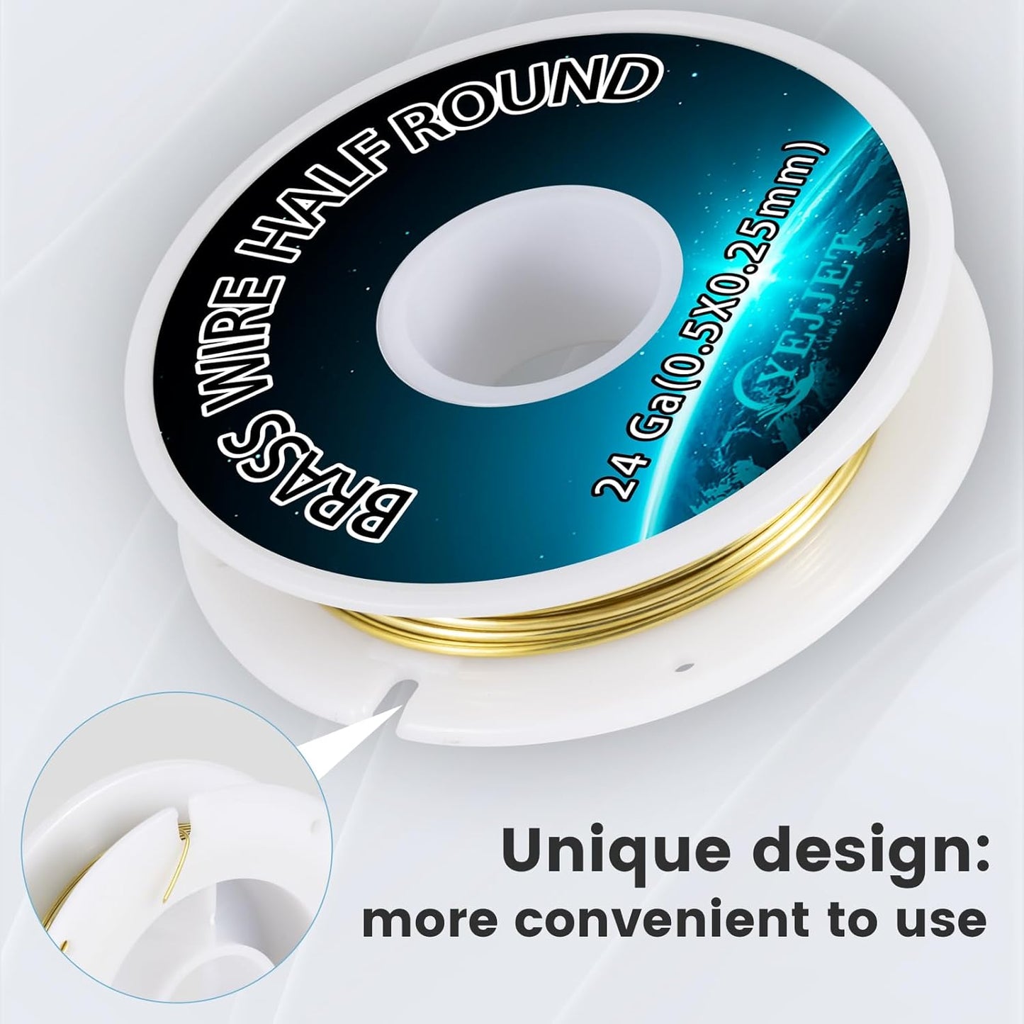 Ultra-Fine 24 Gauge Brass Wire Half Round 0.51x0.25mm - 1.3 oz 112 Feet for Detailed Jewelry, Clockmaking