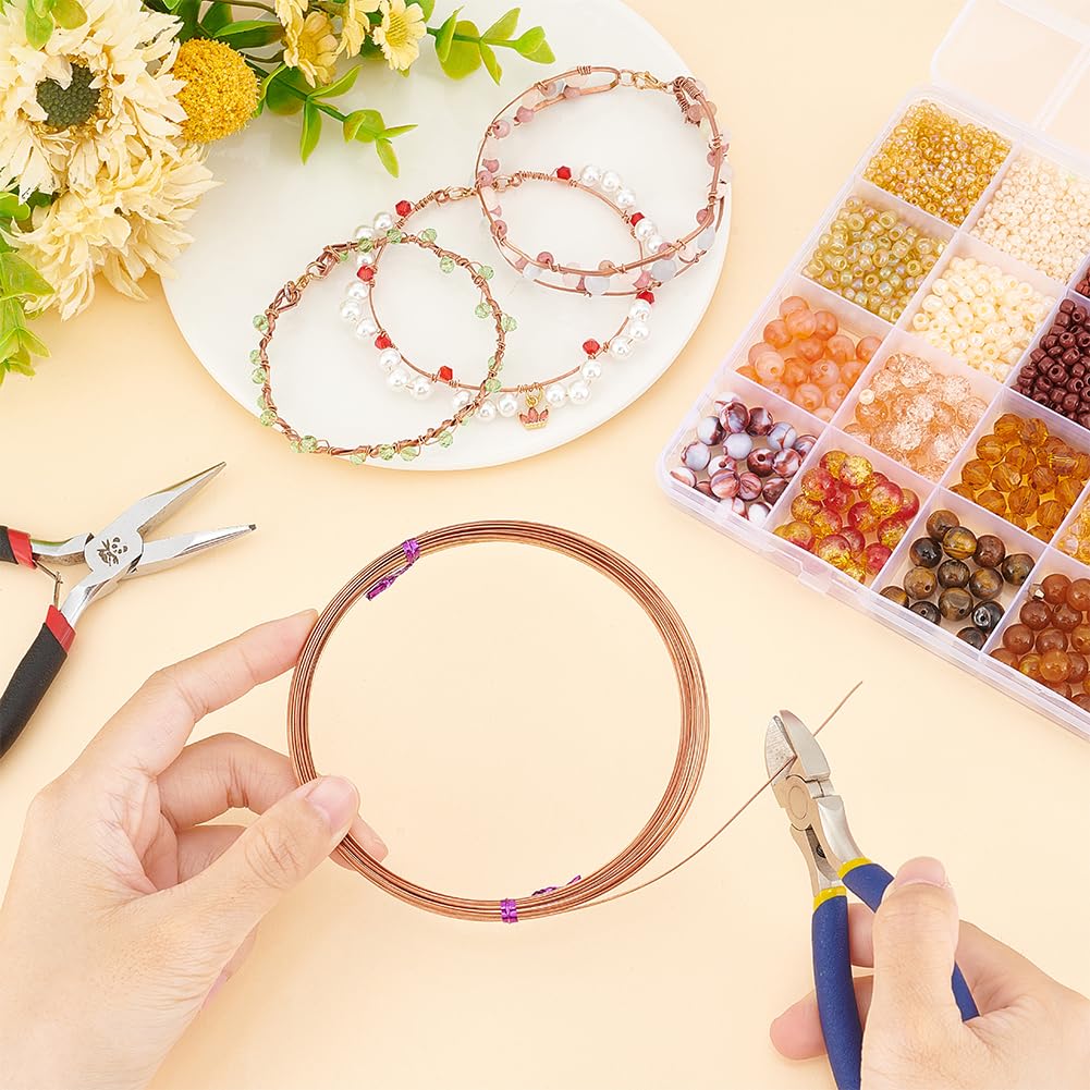 BENECREAT 19.6 Feet 22 Gauge Half Round Copper Wire, 1.6mm Wide Bare Copper Beading Wire Jewelery Making Wire for Earring Necklace Jewelry Making, Crafts Making Supplies