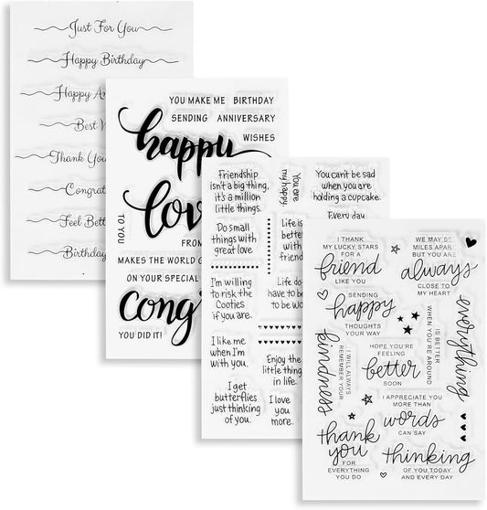 UCEC 4 Sheets Words Clear Stamps in Classic for Card Making Silicone Stamp with Scripture Greeting Words Pattern for Valentines Holiday Birthday Card and Scrapbooking Journal, Christmas Stamps
