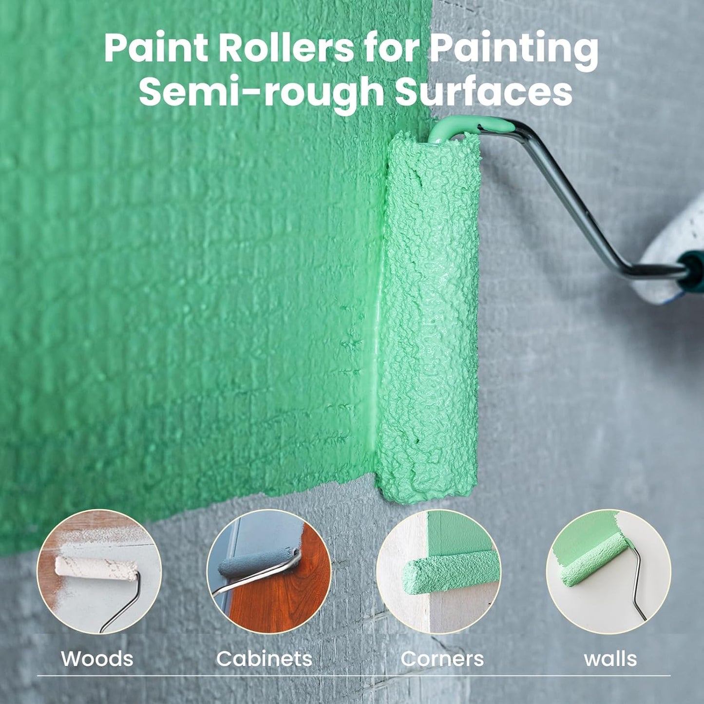 Mister Rui Microfiber Paint Roller Covers 4 Inch, 40 Pack Small Paint Roller Covers with Roller Frame Kit, Mini Paint Rollers for Painting Walls, Paint Supplies for House Painting