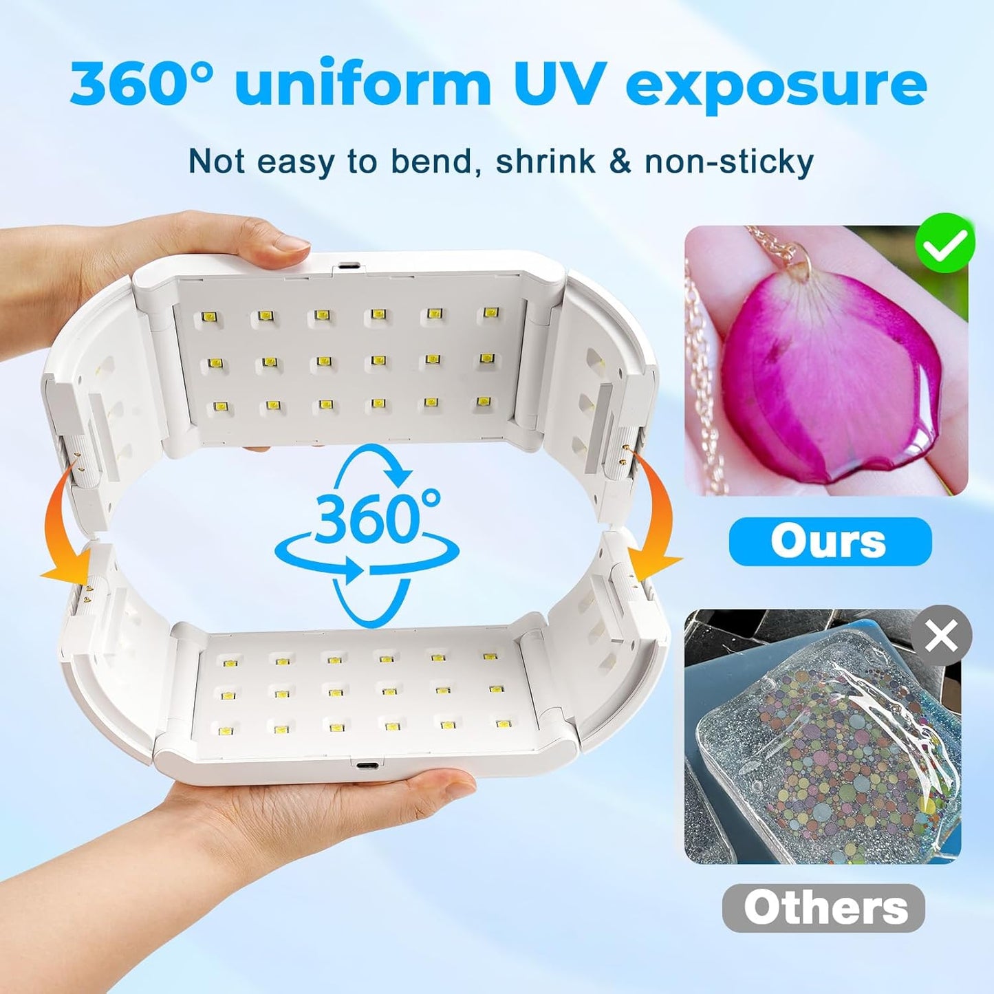 JDiction UV Light for Resin, Wireless UV Resin Lamp with 48 LED Beads, Long Time Setting (1min, 3min, 5min, 10min), Rechargeable 48W Powerful Cordless Curing Tool for Jewelry Making Crafts