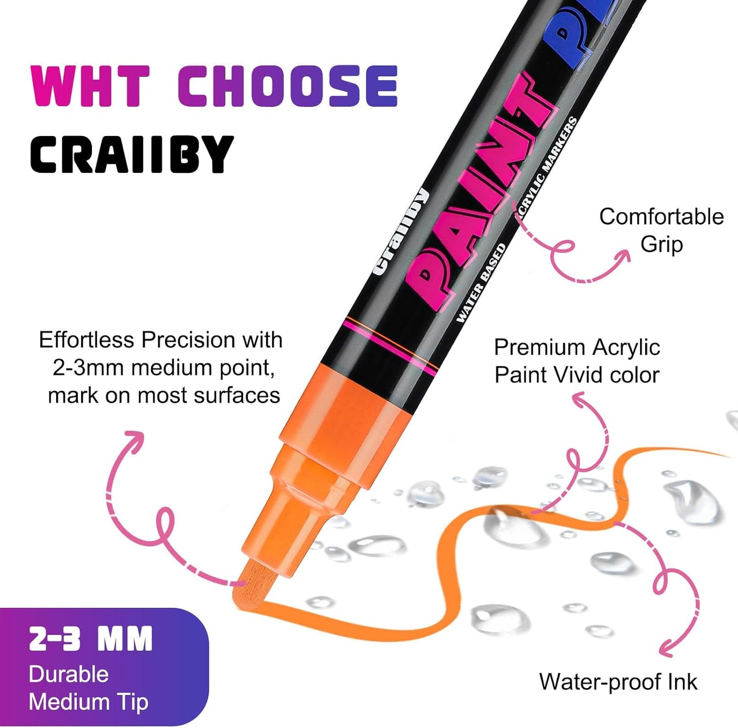 Brown Paint Pens Paint Markers - 8 Pack Permanent Quick Dry Waterproof Marker Pens for Rocks Wood Fabric Plastic Canvas Glass Mugs Metal Tire Stone