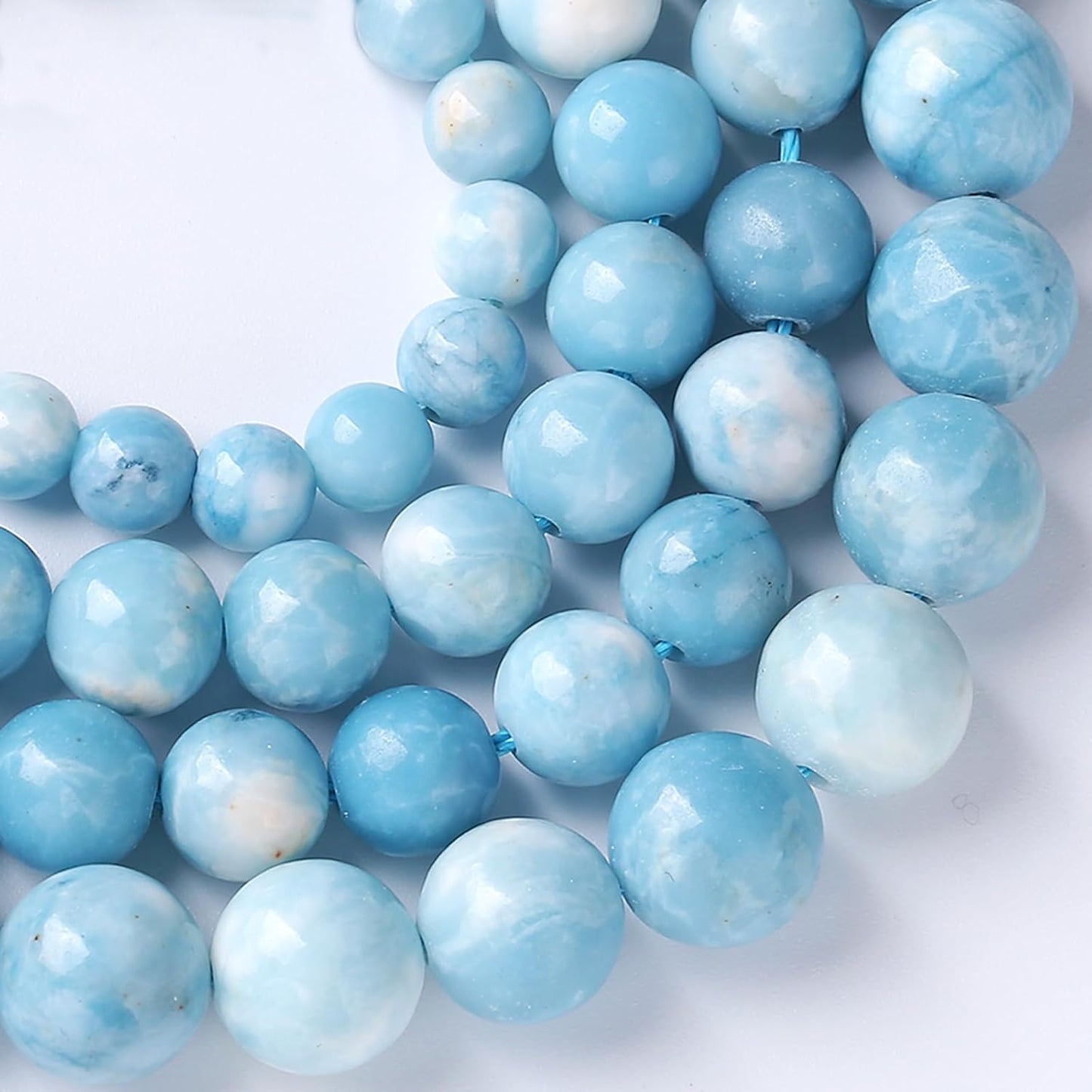 4MM Natural Larimar Blue Gemstone Beads Stone Round Loose Beads for Jewelry Making DIY Bracelet 180pcs 2 Strands 32"