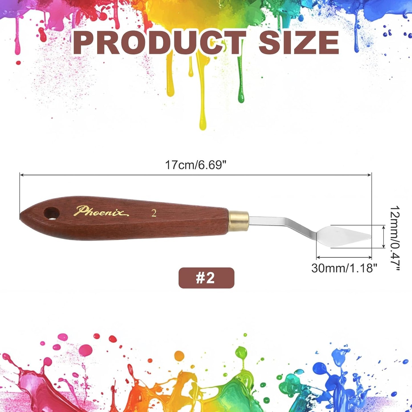 MECCANIXITY Pack of 1 Palette Knife No.2, 6.7" Long Palette Knives with Stainless Steel Flexible Spatula Pallet Knife and Wood Handle for Scraping, Mixing, Oil Acrylic Painting Canvas