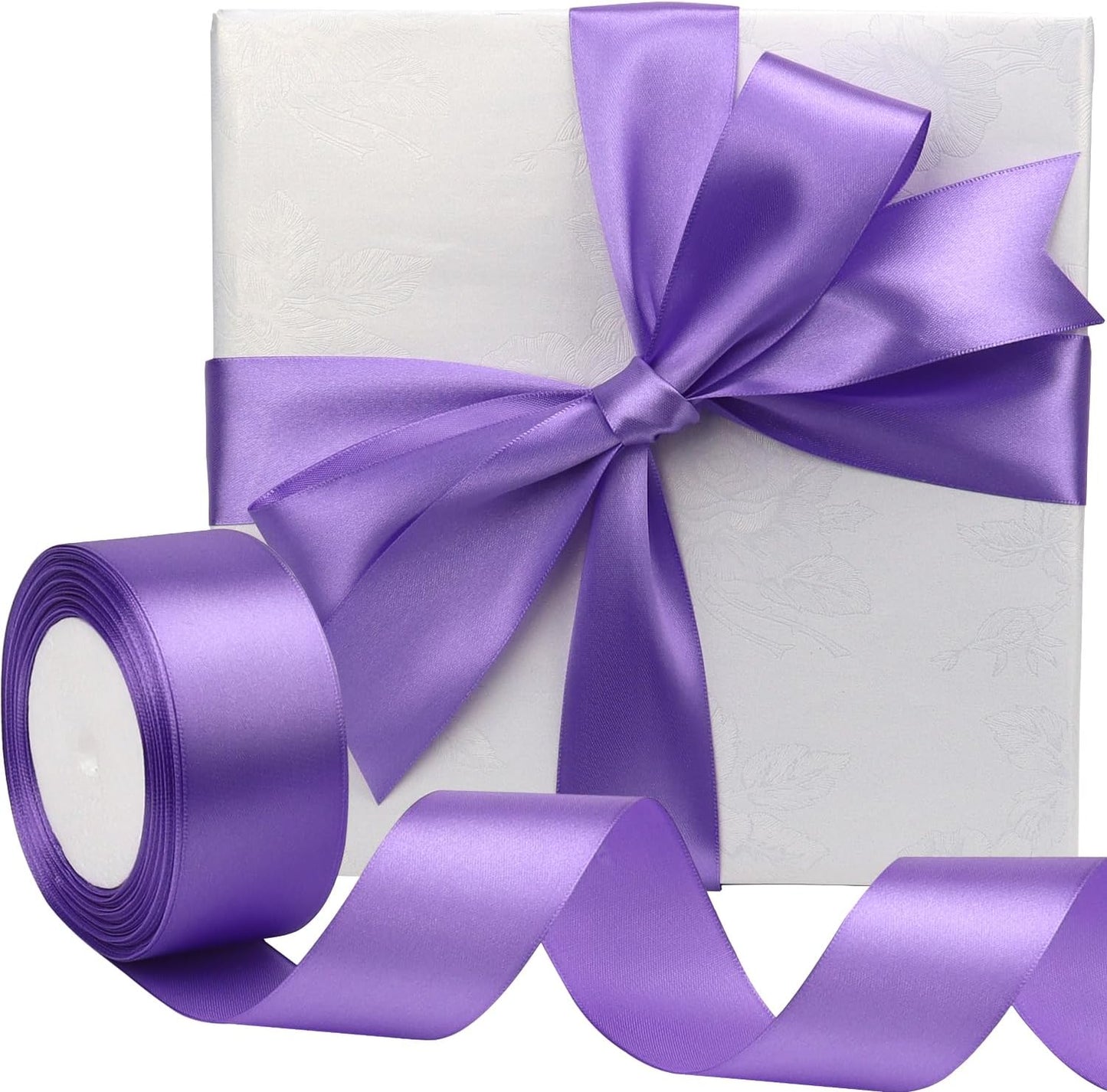 Light Purple Solid Satin Ribbon 1-1/2 Inch 25 Yards Solid Polyester Fabric Ribbon for Gift Wrapping Wedding Christmas Baby Shower Birthday Party Decoration Handmade Immortal Flower Craft
