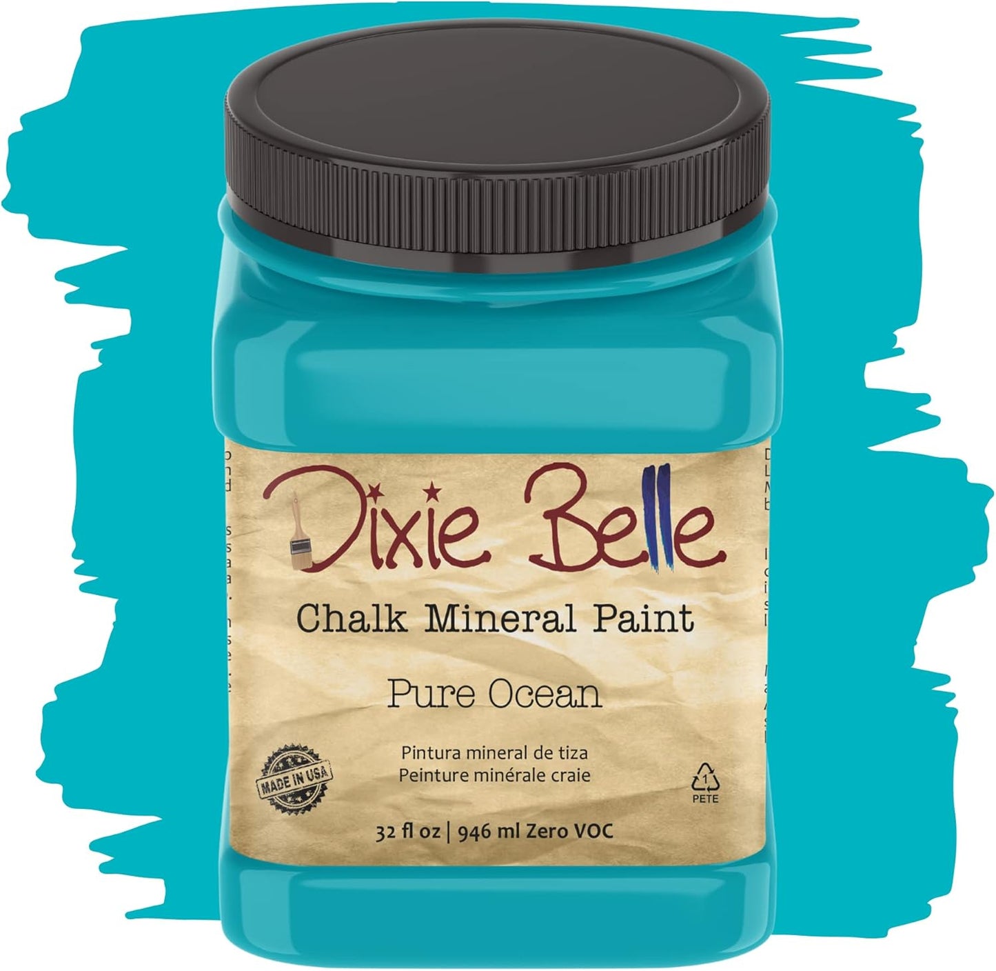 Dixie Belle Paint Company Chalk Finish Furniture Paint - Pure Ocean (32oz) - Matte Bright Teal Chic Chalk Mineral DIY Furniture Paint