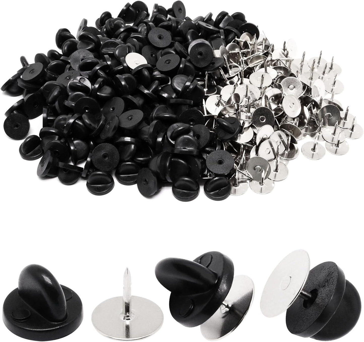 100set Rubber Pin Backs,Blank Pins Scatter Butterfly Clutch Pin Holder Enamel Pin Locking Backs Jewelry Pin Backings Clasp for Brooch Lapel Hat Uniform Badges Tie Tack