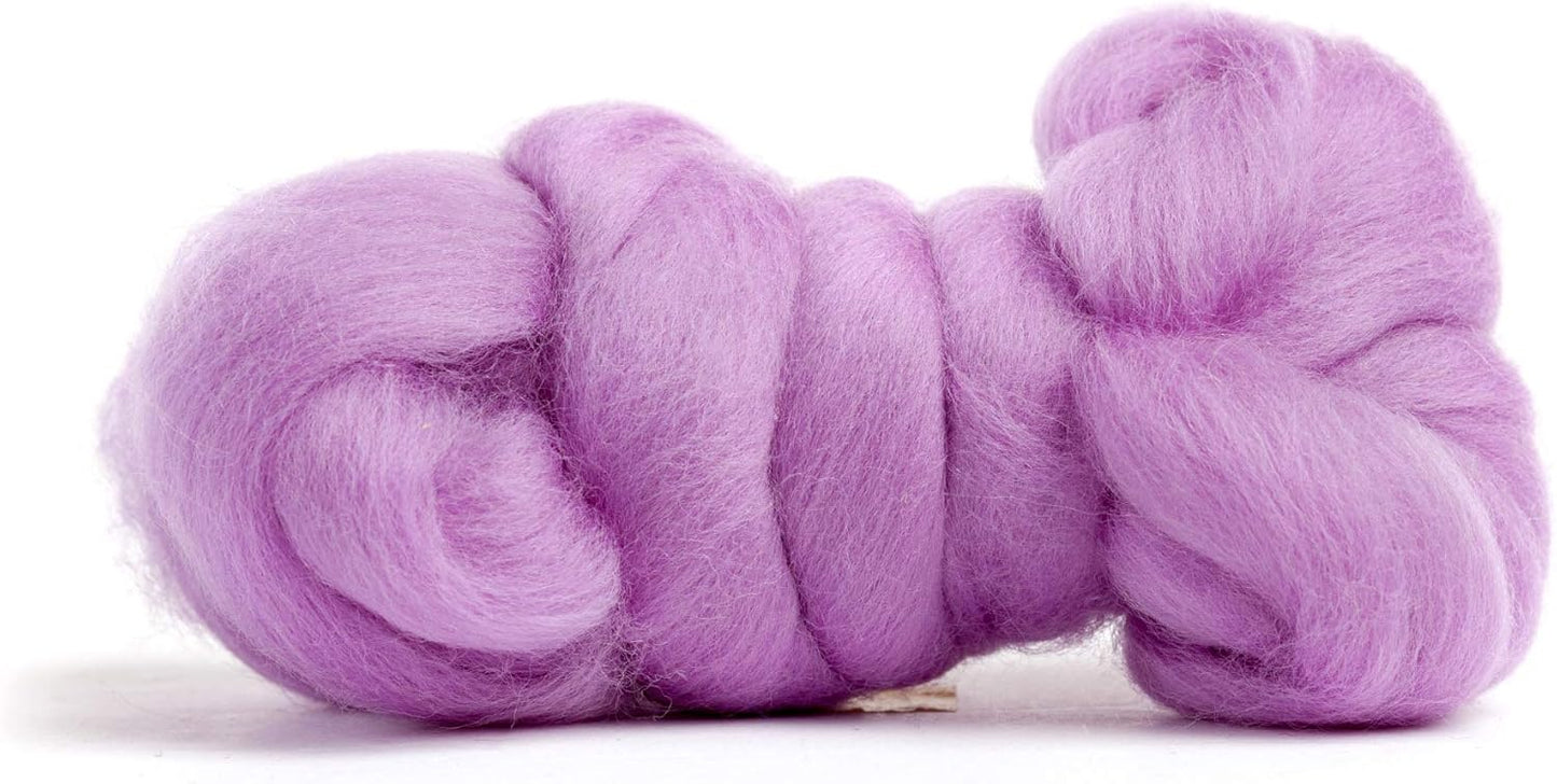 Desert Breeze Distributing 100% Natural Merino Wool Roving - Premium Combed Top Merino Roving Wool - Tapestry, Spinning, Wet Felting & Needle Felting Supplies - 21.5 Micron - 1 oz, Color Lilac