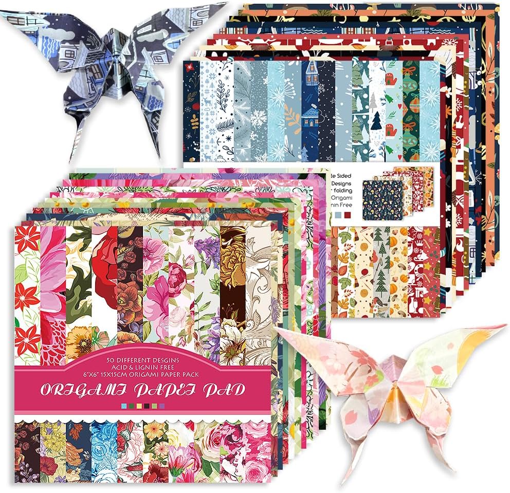Origami Paper Kit 100 Sheets 70GSM 6 Inch Square Double Sided Color 100 Vivid Solid Colors for Hand Crafts Origami Paper Arts Creativity. Season