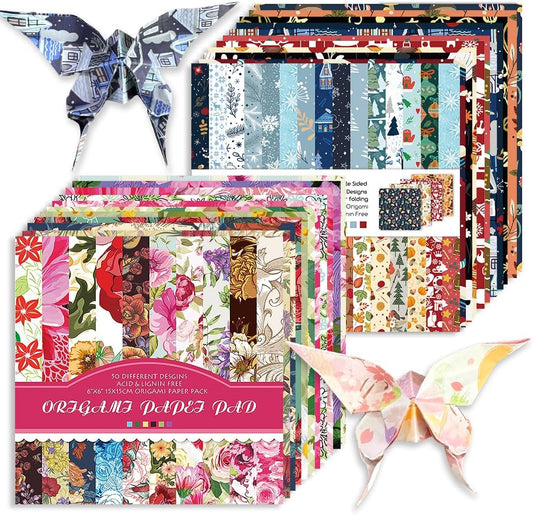 Origami Paper Kit 100 Sheets 70GSM 6 Inch Square Double Sided Color 100 Vivid Solid Colors for Hand Crafts Origami Paper Arts Creativity. Season