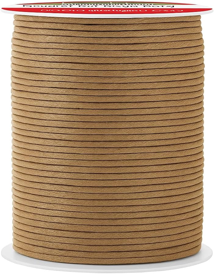 Mandala Crafts 2mm 109 Yards Tan Cotton Waxed Cord for Jewelry Making Bracelet Cord Waxed String - Beading String Thread Jewelry Cords for Necklaces String