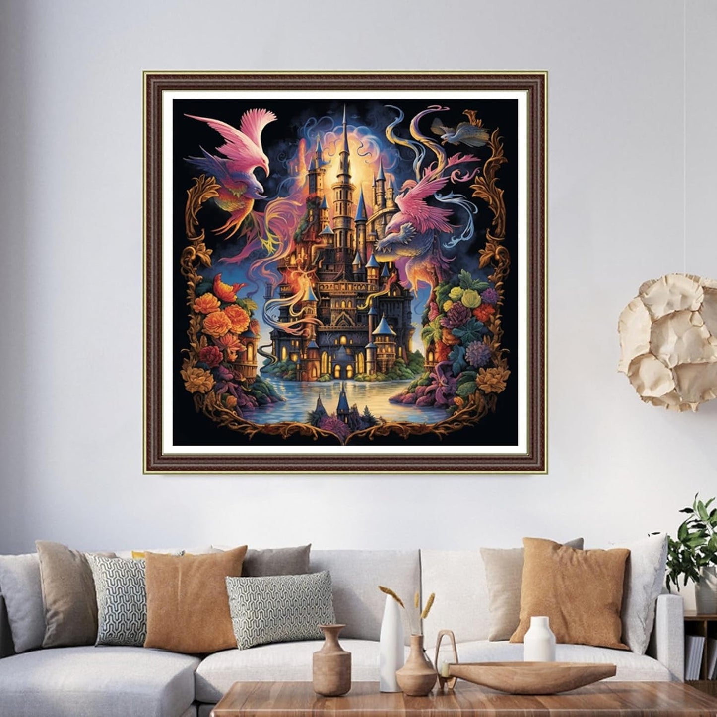 Foxhool Beginners Cross Stitch Kits Stamped Full Range of Embroidery Kits for Adults DIY Cross Stitches kit Embroidery Patterns for Needlepoint kit-Magic Castle 17.7x17.7 inch