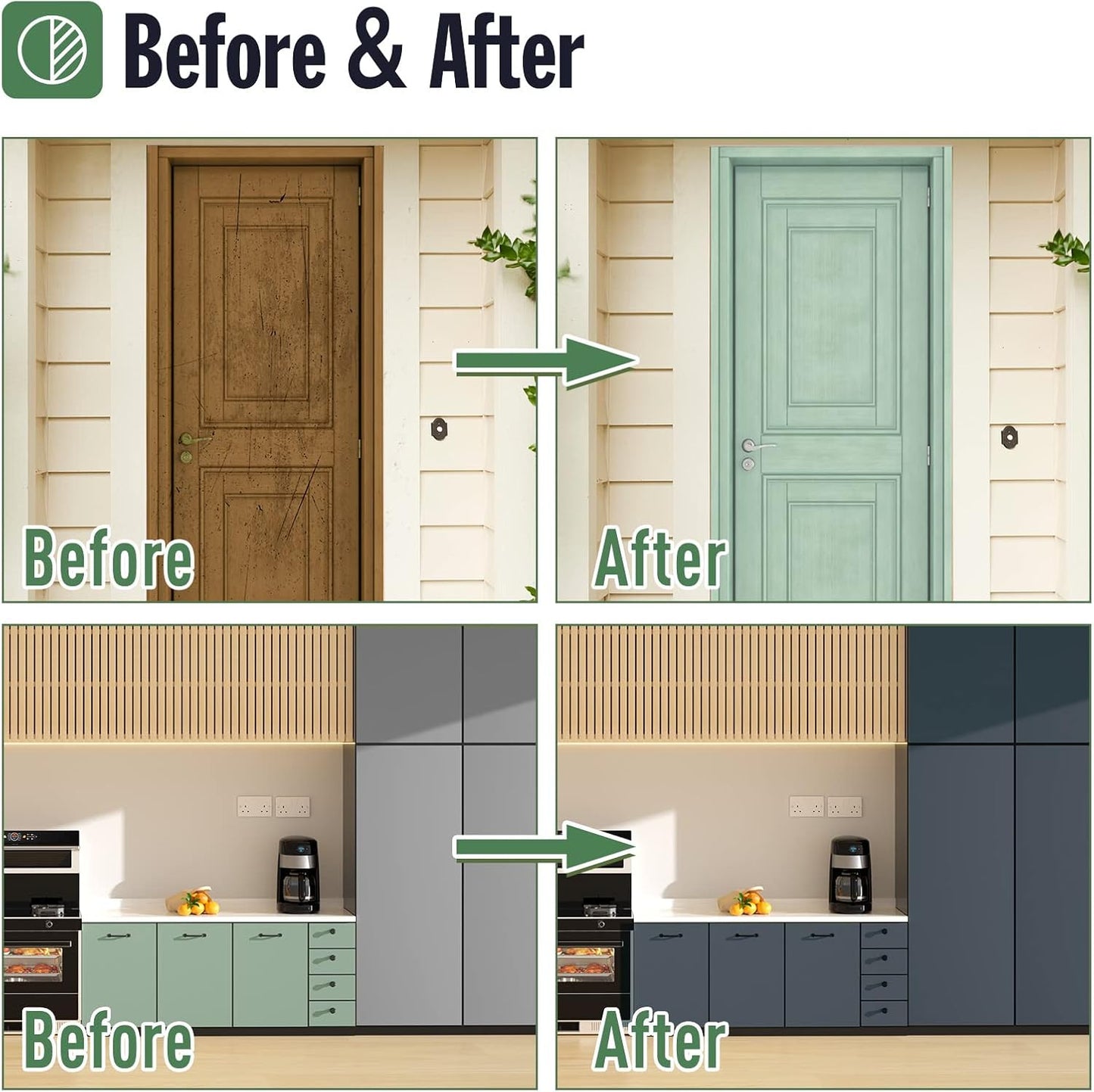 DWIL Matte Finish Furniture Paint - 64 Oz Wood Paint for Cabinets, Doors, Tables, and Dressers Refinishing - Water-Based, Non-Toxic & Odorless, Easy to Apply(Anthracite Gray)-With Tools