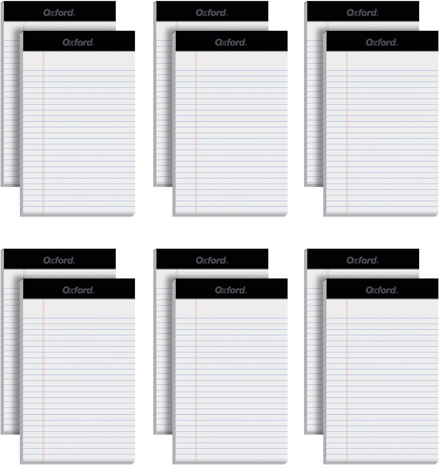Oxford 5 x 8 Legal Pads, 12 Pack, Narrow Ruled, White Paper, 50 Sheets Per Writing Pad, Made in the USA (74019)
