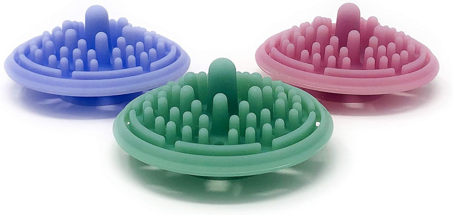 Paint Puck Paint Brush Cleaner (3-Pack, Multicolor) – Reusable Silicone Insert with Suction & Nubs for Cleaning Acrylic, Oil & Watercolor Brushes – Fits Cups for Classroom, Studio & Home Use