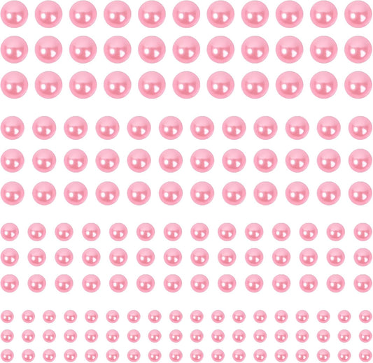 2000+pcs 12 Sheets Self Adhesive Pearl Stickers for Hair, Face, Makeup, Eye, Nail, Crafts, 3mm, 4mm, 5mm, 6mm (Pink)