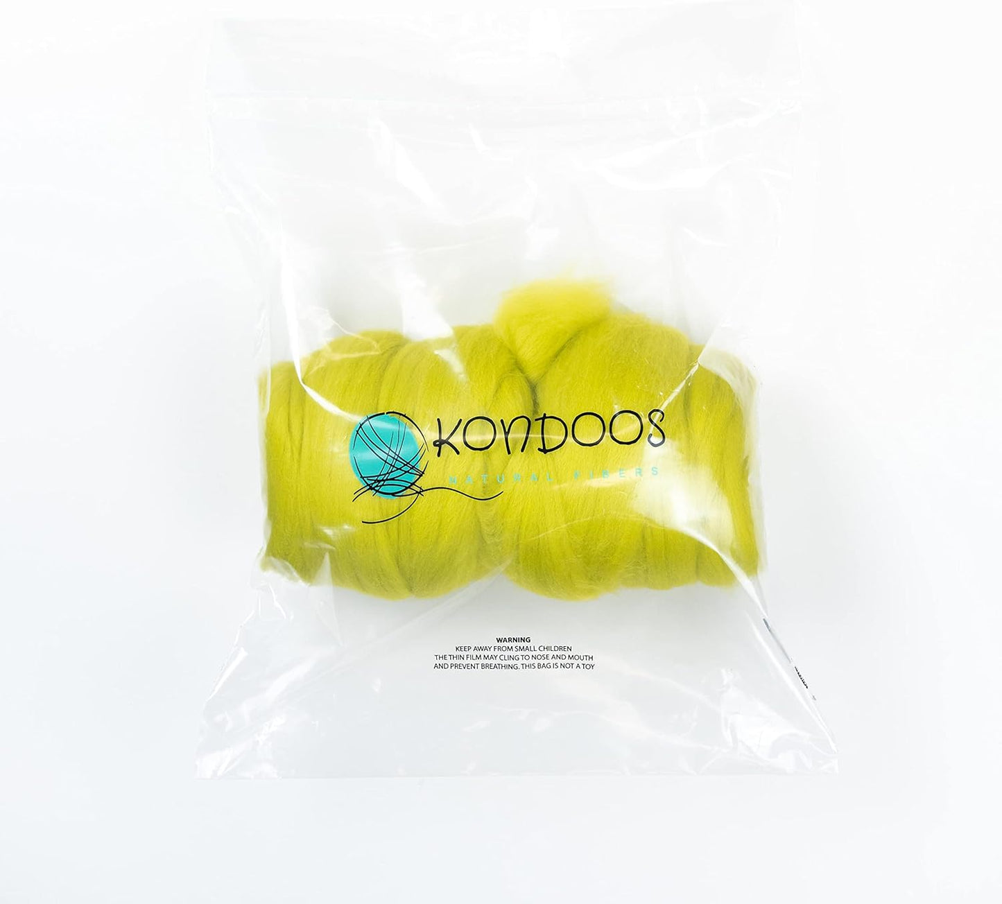 Kondoos Colored Natural Wool roving, 1 lb. Best Wool for Needle Felting, Wet Felting, handcrafts and Spinning. (Green Lime, 1 lb)