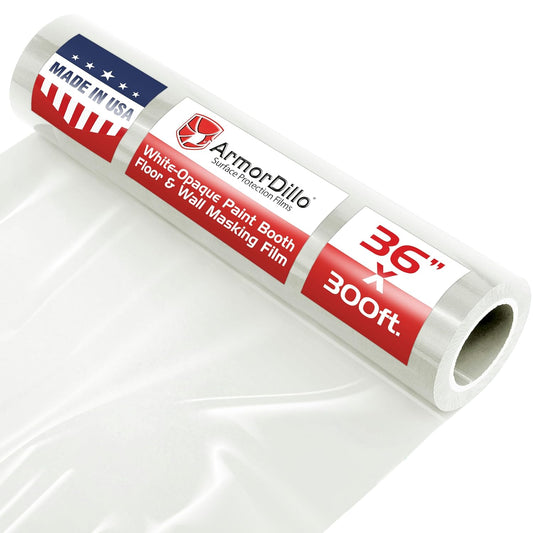 ArmorDillo Paint Booth Floor & Wall Film Free Knife, 3mil w/Metallocene. Only White-Opaque, Anti-Static, Easy-Start, Washable, Skid-Resistant - 36" x 300' Asteroid-Proof...Probably