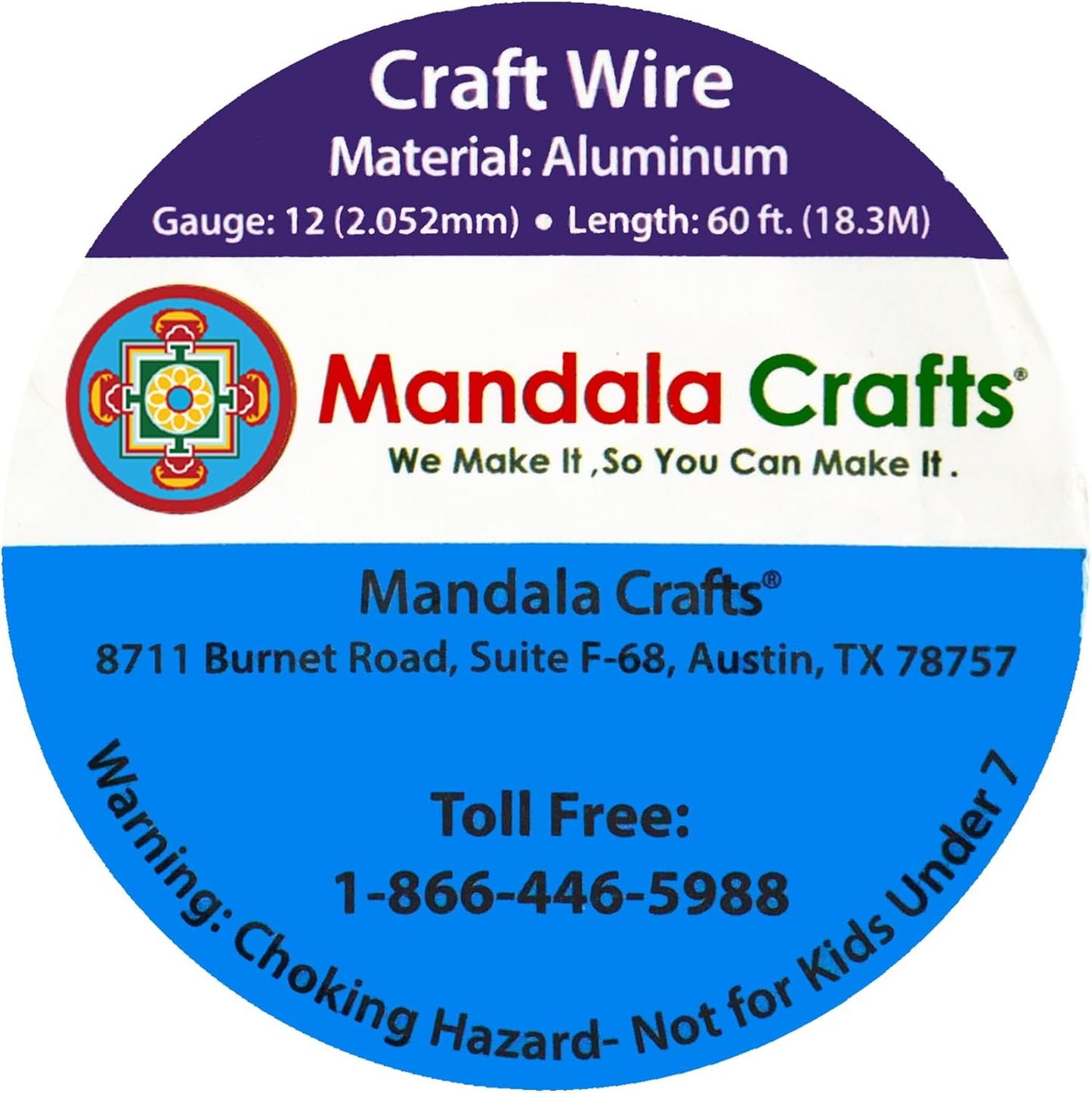 Mandala Crafts 12 Gauge Anodized Aluminum Craft Wire for Jewelry Making - 60 FT Colored Flexible Vivid Sky Blue Wire - Bendable for Bonsai Armature Crafting Sculpting