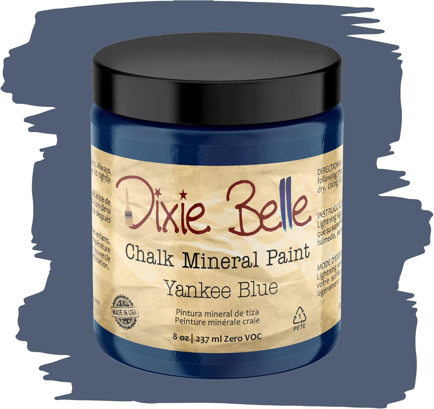 Dixie Belle Paint Company Chalk Finish Furniture Paint - Yankee Blue (8oz) - Matte Cool Navy Chic Chalk Mineral DIY Furniture Paint