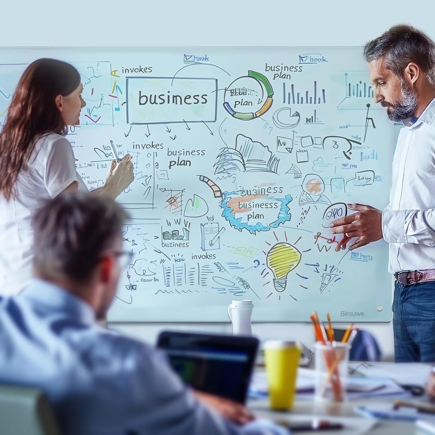 Magnetic Glass Whiteboard - Glass Dry Erase Board 48"x96" Large Frameless Board for Walls Office School and Home