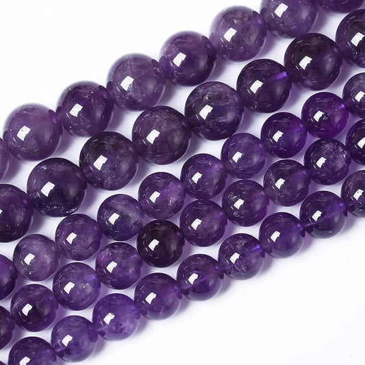 4mm 90pcs AAAAAA Natural Amethyst Purple Crystal Quartz Beads Gemstones Round Stone Beads for Jewelry Making DIY Women's Bracelet Necklace, Earrings (Amethyst, 4mm)