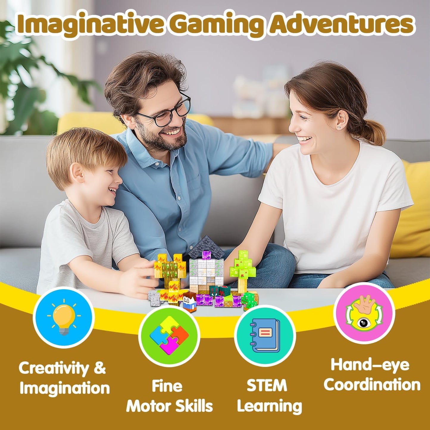 Magnetic Blocks, 100PCS Magnetic Building Blocks, Stacking Magnets for Kids, Sensory Toy for STEM Constructions Magnet Blocks for Boys Girls Age 3+, Christmas Birthday Gifts