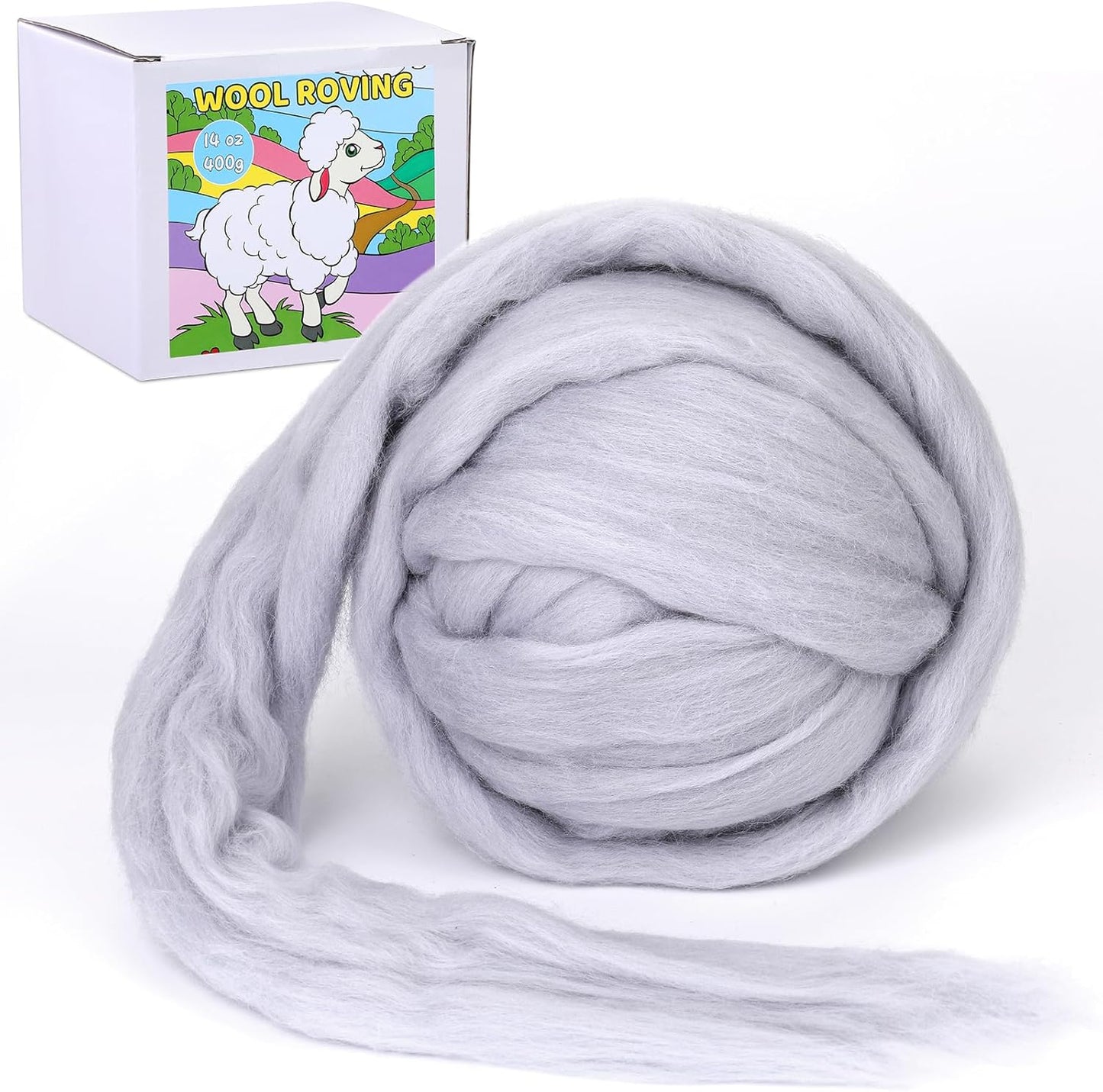 QMNNMA Wool Roving Yarn, Super Wool Chunky Yarn, 14.1oz Wool Felting Supplies