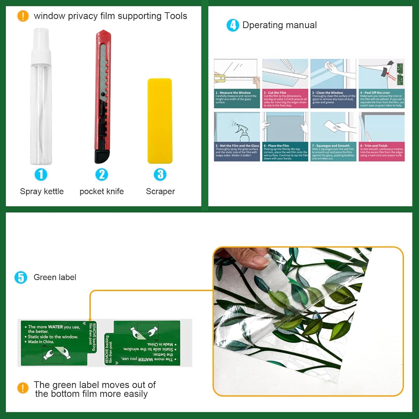 Window Privacy Film Stain Glass Window Film Rainbow Window Film Window clings Non-Adhesive Reusable Decorative for Room (Leaf Rainbow, 35.4 x 78.7 in)