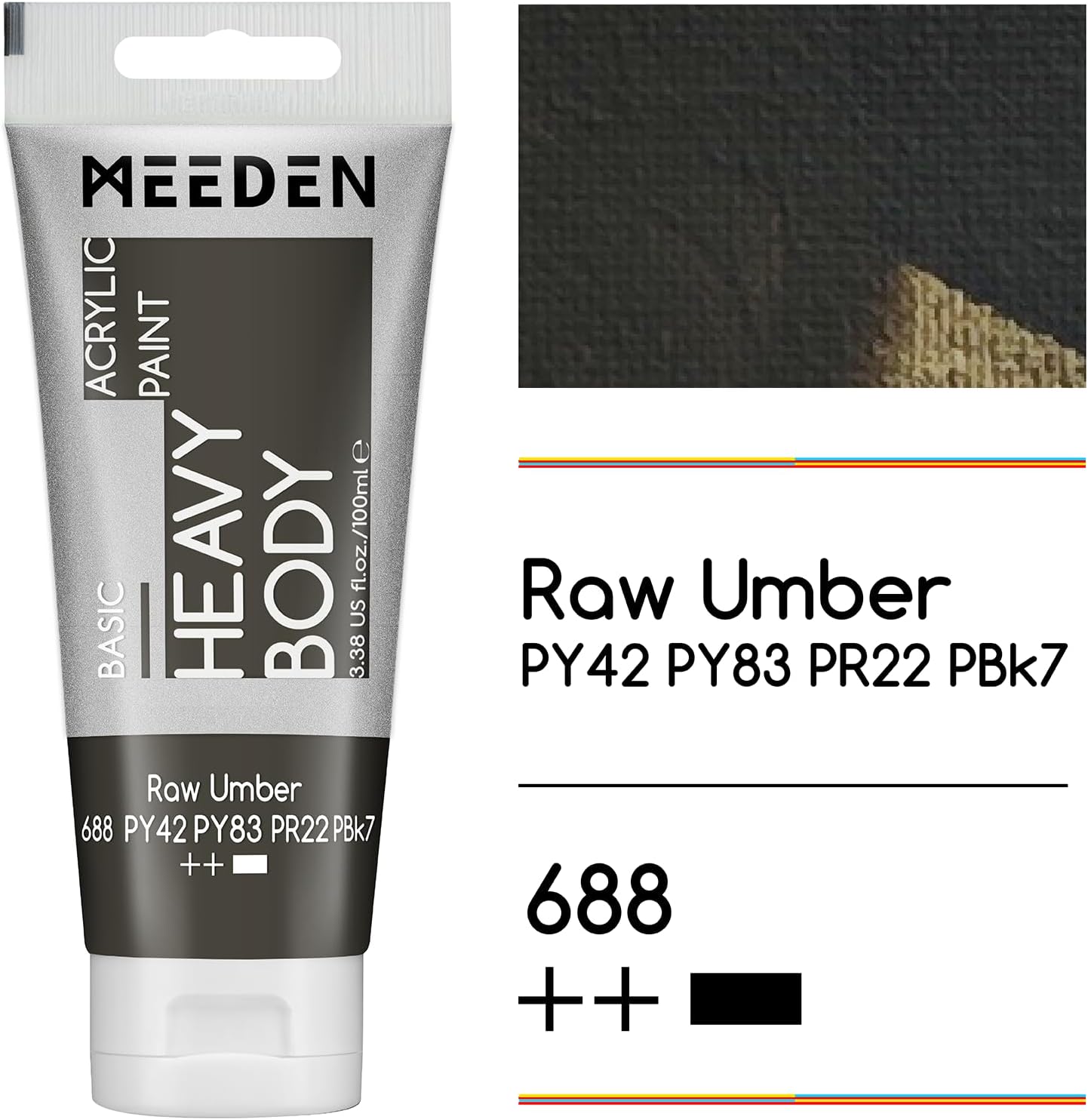 MEEDEN Acrylic Paint Raw Umber: 100ml/3.38oz Heavy Body Acrylic Paint Tube Bundled with Additional Titanium White Color for Art Craft Painting