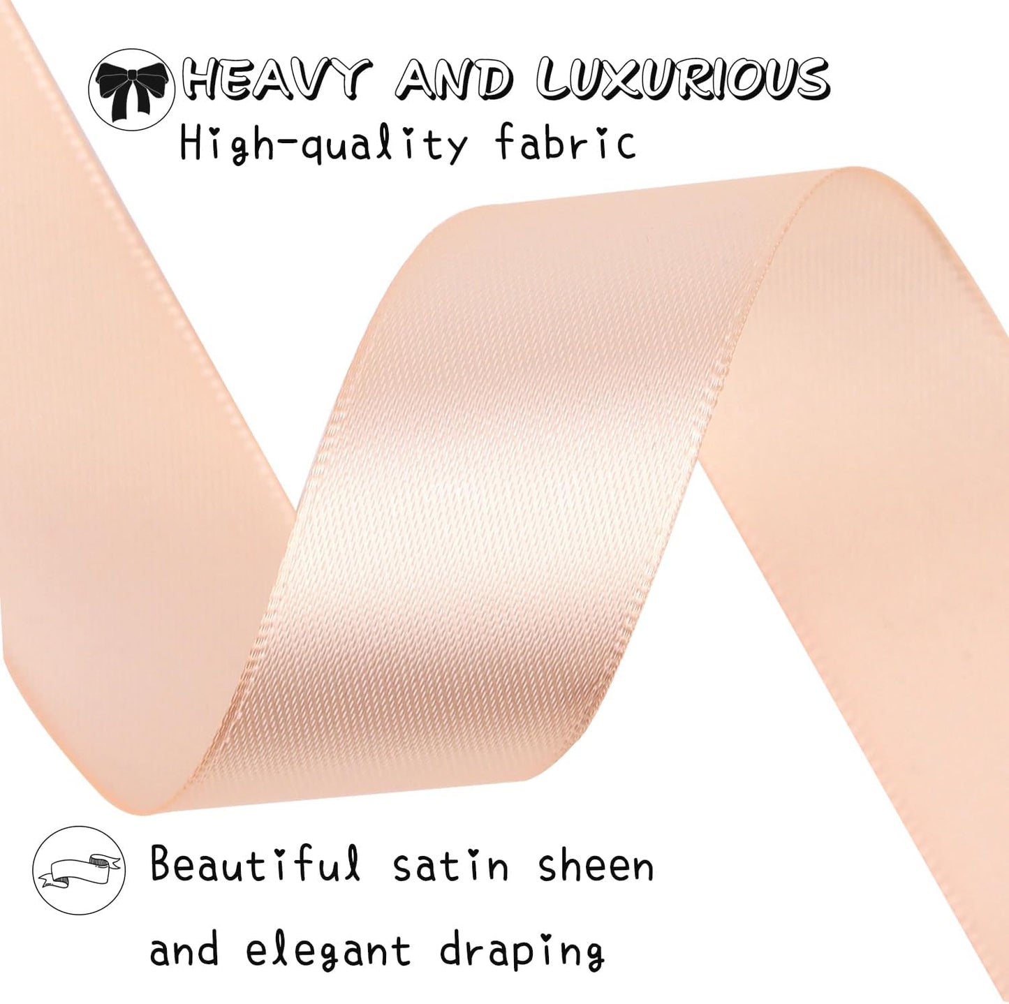 Naked pink Solid Satin Ribbon 1 Inch 25 Yards Solid Polyester Fabric Ribbon for Gift Wrapping Wedding Christmas Baby Shower Birthday Party Decoration Handmade Immortal Flower Craft