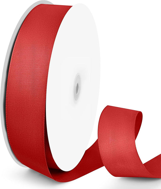 100 Yards 1.5 inch Grosgrain Ribbon, Solid Color Fabric Ribbon Perfect for Gift Wrapping, Wedding, Handmade Bows, Floral Bouquets and Party Decoration(red)