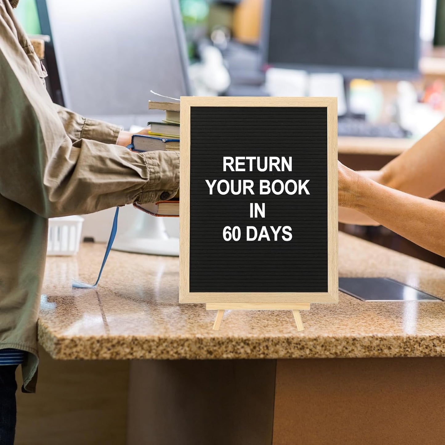 PATIKIL Felt Letter Board, 12x16Inches Black Wooden Changeable Message Board with Storage Bag Stand for Kitchen Menu Farmhouse Decor Notes, White Letter