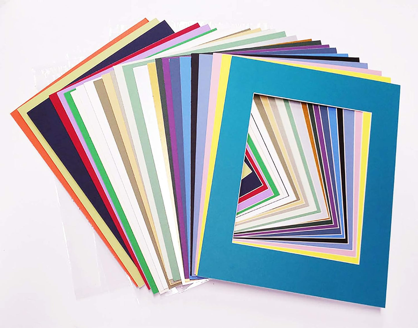 5x7 Mat for 8.5x11 Frame - Precut Mat Board Acid-Free Show Kit with Backing Board, and Clear Bags Mixed Colors 5x7 Photo Matte Made to Fit a 8.5x11 Picture Frame Matboard for Framing, Pack of 100 Mats