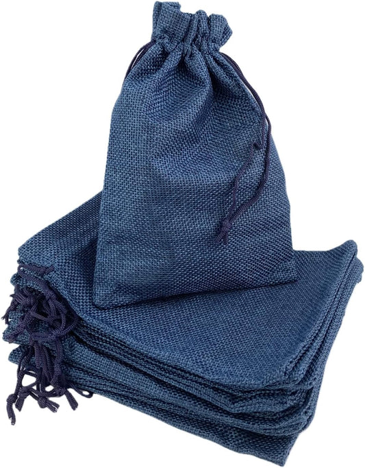 Palmhomee Pack of 25 Burlap Gift Bags with Drawstring Linen Jewelry Pouches Wedding Hessian Jute Bags for Birthday Jewelry and Treat Pouches Party Wedding Favors Gift Art and DIY Craft (5x7 Inch, Navy Blue)