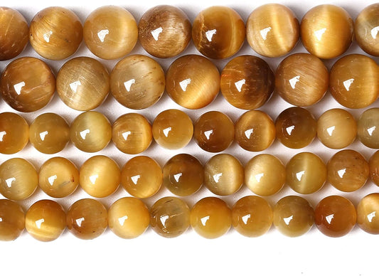120PCS 6mm AAA Natural Tiger Eye Stone Beads Gemstone Round Spacer Loose Beads for Jewelry Making DIY Bracelet,Necklace, Earrings 2 Strand 32"