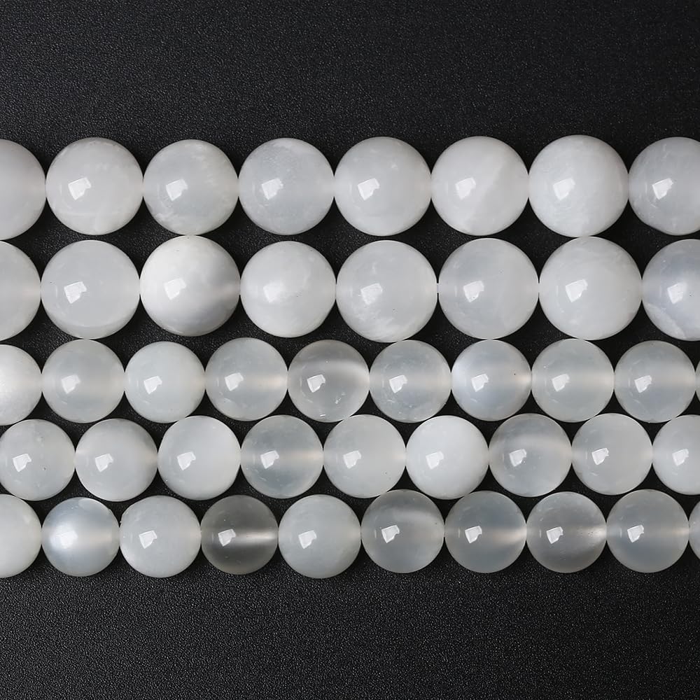 36pcs 10mm Natural White Moonstone Beads AAA Gemstone Round Loose Beads for Jewelry Making DIY Bracelets Necklaces Crystal Energy Healing Stone Beads 15" (10mm, White Moonstone)