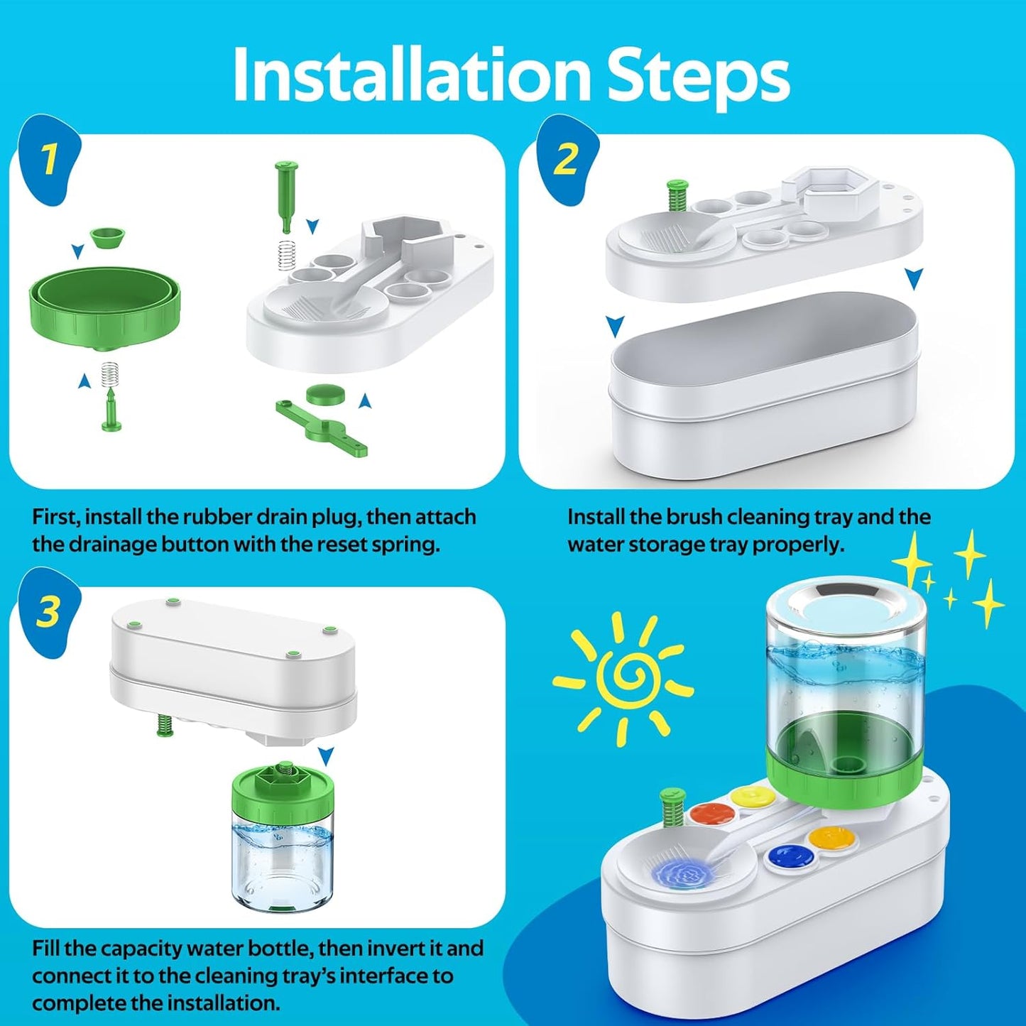 2025 Upgraded Paint Brush Cleaner: Art Supplies for Kids&Adults, Paint Station for Kids, Portable Water Circulation Paint Brush Washer Tool for Artists, Christmas&Birthday Gifts for Kids&Adults