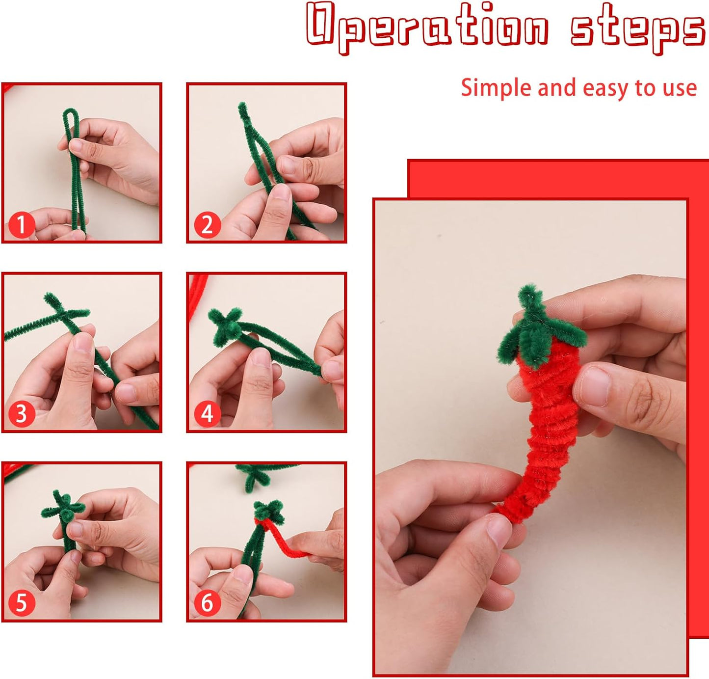 120 Pieces Pipe Chenille Stems, Christmas Solid Color Pipe Cleaners Set for DIY Arts Crafts Decorations (Red+Green+White)