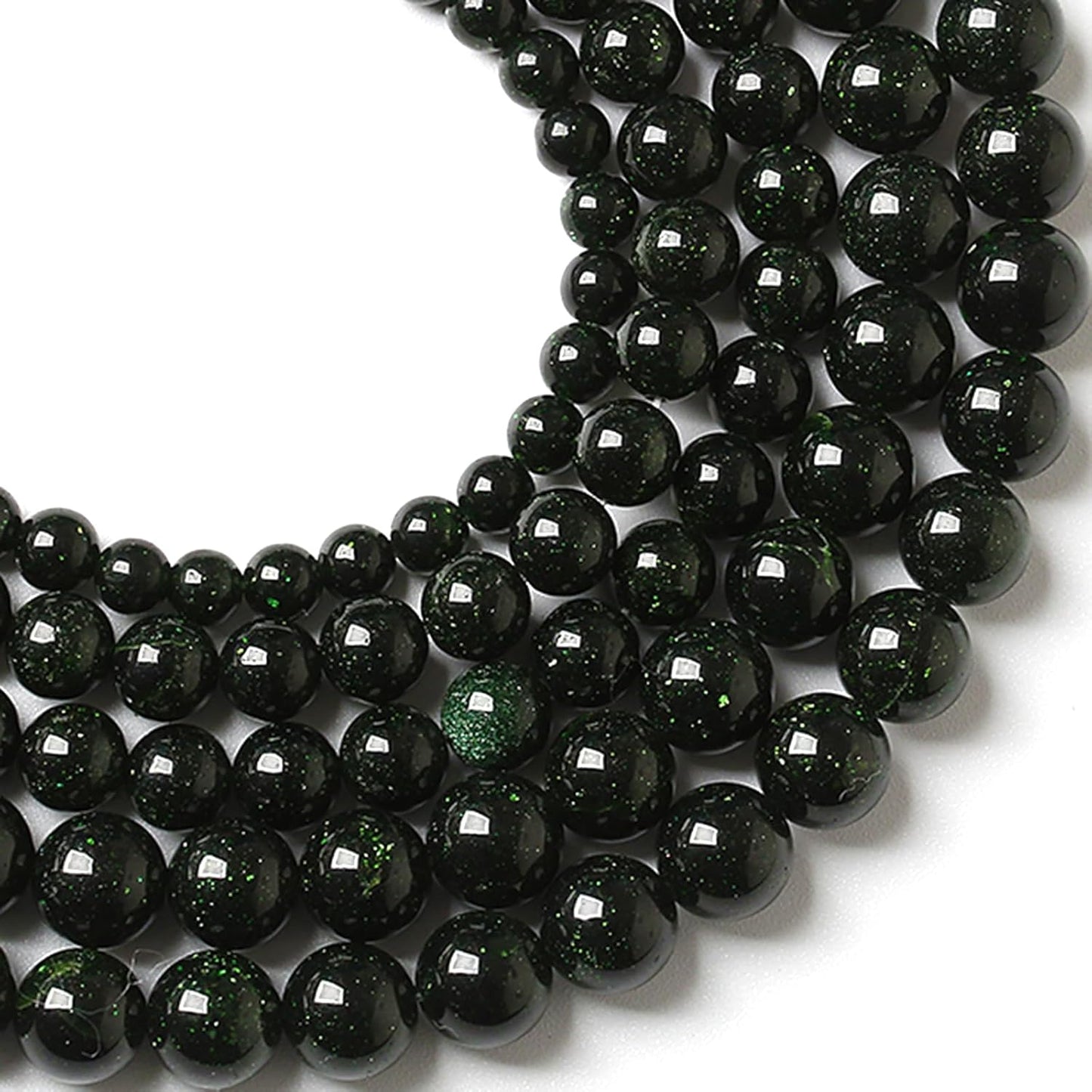 10MM 72pcs Natural Green Sandstone Energy Healing Beads Round Loose Beads for Jewelry Making Bracelet 2 Strands 32"