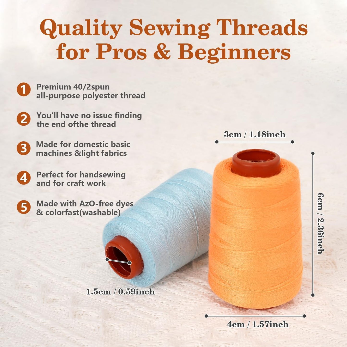 12PCS Sewing Thread Kit 30wt Spools,12 Colors,Assorted Colors Each 800 Yards of Polyester Threads for Sewing Hand and Machine,Stitching, Quilting, Serger (ZH-800YARDS-3ZH)