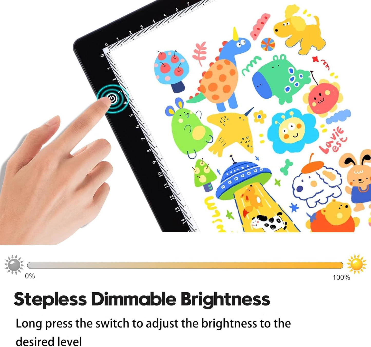 LUXJOYFUL A4 LED Tracing Light Box Board, Ultra-Thin Stepless Diamond Painting Light Board, Lightbox for Tracing and Drawing, Vinyl Weeding, Artist, Tattoo