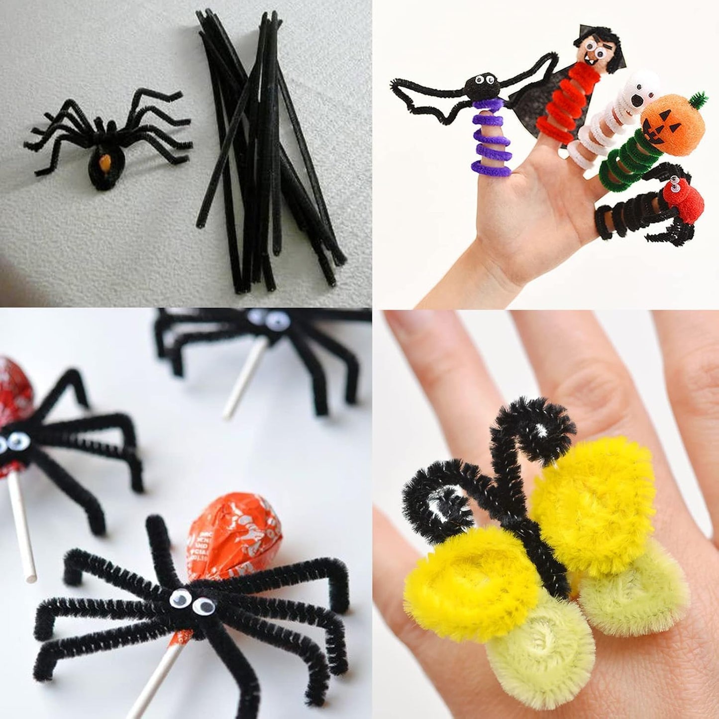 500PCS Pipe Cleaners Craft - Black Pipe Cleaners Craft Bulk Supplies,Chenille Stems for Kids and Adults DIY Arts Crafts Project